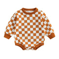 Long Sleeve Checkered Baby Bodysuit Orange 3-6 M 