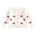 Knitted Bow Toddler Cardigan White 3-6 M 