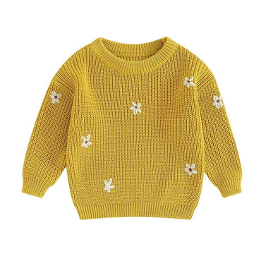 Floral Knit Baby Sweater Yellow 0-3 M 