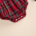 Plaid Suspender Christmas Baby Set   