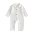 Long Sleeve Solid Collar Baby Jumpsuit Jumpsuit The Trendy Toddlers White 0-3 M 