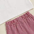 Short Sleeve Collar Plaid Shorts Toddler Set