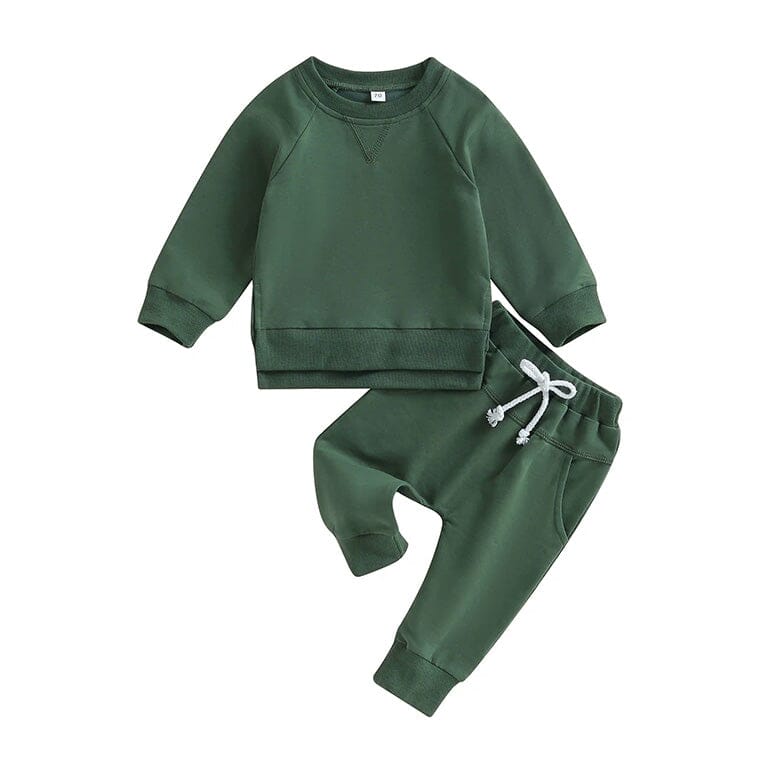 Solid Long Sleeve Baby Set Sets The Trendy Toddlers Green 18-24 M 