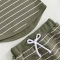 Sleeveless Striped Pocket Baby Set   