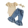 Tassel Flared Jeans Baby Set Sets The Trendy Toddlers Beige 3-6 M 