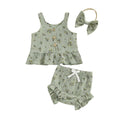 Sleeveless Floral Ruffled Baby Set