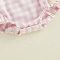 Fly Sleeve Lace Ice Cream Checkered Baby Romper