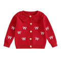 Knitted Bow Toddler Cardigan Red 3-6 M 