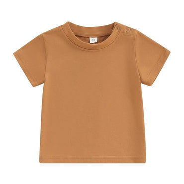 Solid Snap Buttons Toddler Tee Brown 9-12 M 