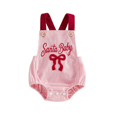Sleeveless Bow Santa Baby Romper