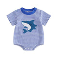 Short Sleeve Striped Shark Baby Romper Rompers The Trendy Toddlers 