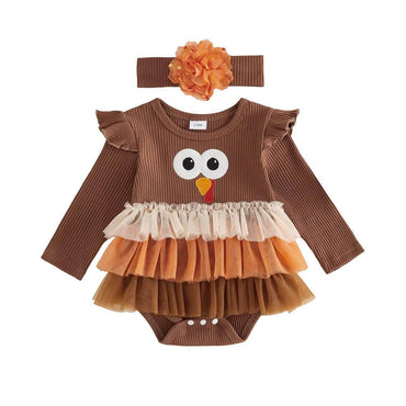 Long Sleeve Thanksgiving Turkey Baby Romper Rompers The Trendy Toddlers 
