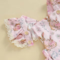 Fly Sleeve Easter Pink Lace Baby Romper Rompers The Trendy Toddlers 