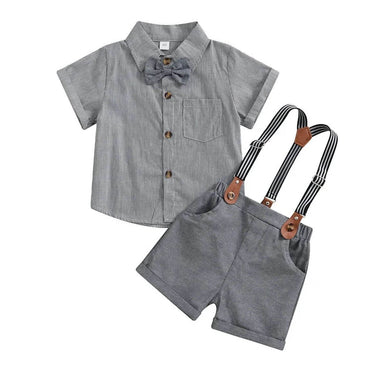 Short Sleeve Gentleman Striped Toddler Set   