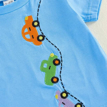 Short Sleeve Cars Striped Baby Set Sets The Trendy Toddlers 