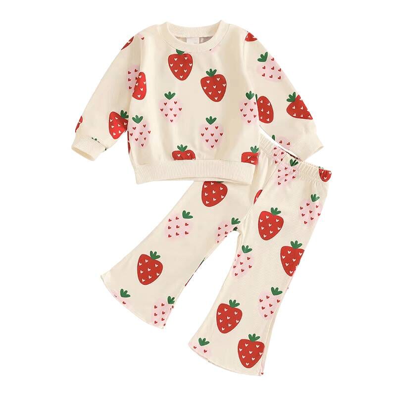 Strawberry Flared Toddler Set Beige 9-12 M 