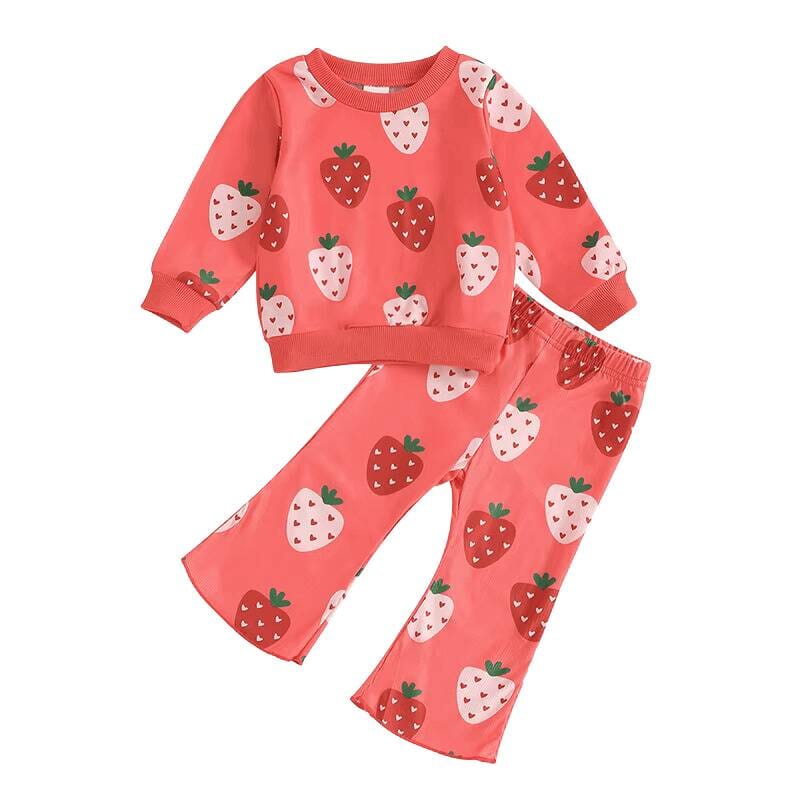 Strawberry Flared Toddler Set Red 9-12 M 