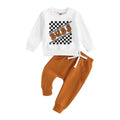 Long Sleeve Bubs Checkered Baby Set Brown 3-6 M 