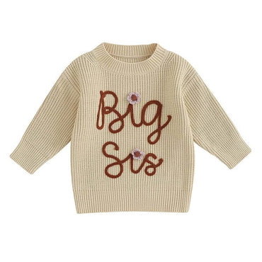 Big Sis Knitted Toddler Sweater Khaki 3-6 M 