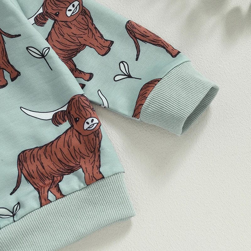 Long Sleeve Highland Cow Baby Set   