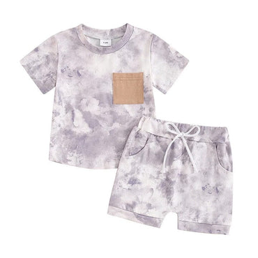 Short Sleeve Tie Dye Baby Set Purple 3-6 M 