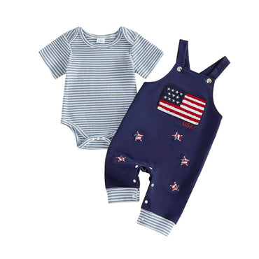 Short Sleeve Striped American Baby Set Sets The Trendy Toddlers 