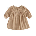 Puff Sleeve Plaid Collar Toddler Dress