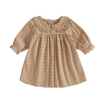 Puff Sleeve Plaid Collar Toddler Dress