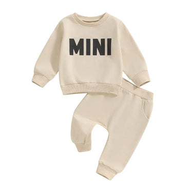 Long Sleeve Solid Mini Baby Set Beige 3-6 M 