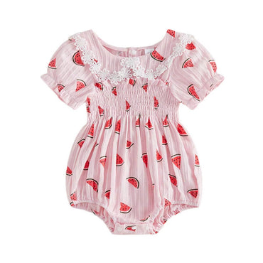 Watermelon Lace Baby Romper Pink 0-3 M