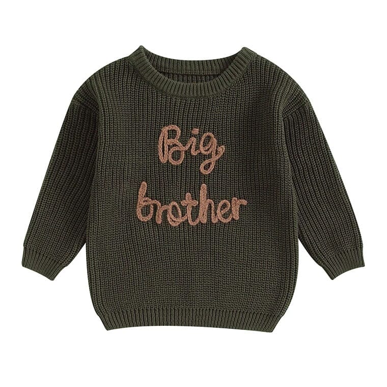 Big Brother Knitted Toddler Sweater Dark Green 12-18 M 
