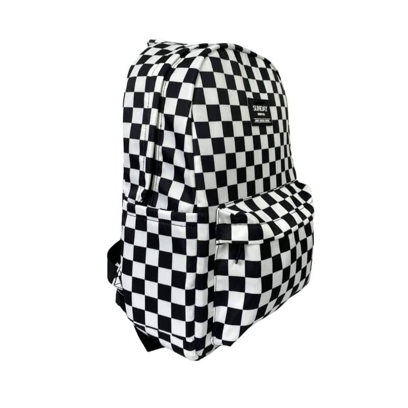 Full Size Black & White Checkered Backpack