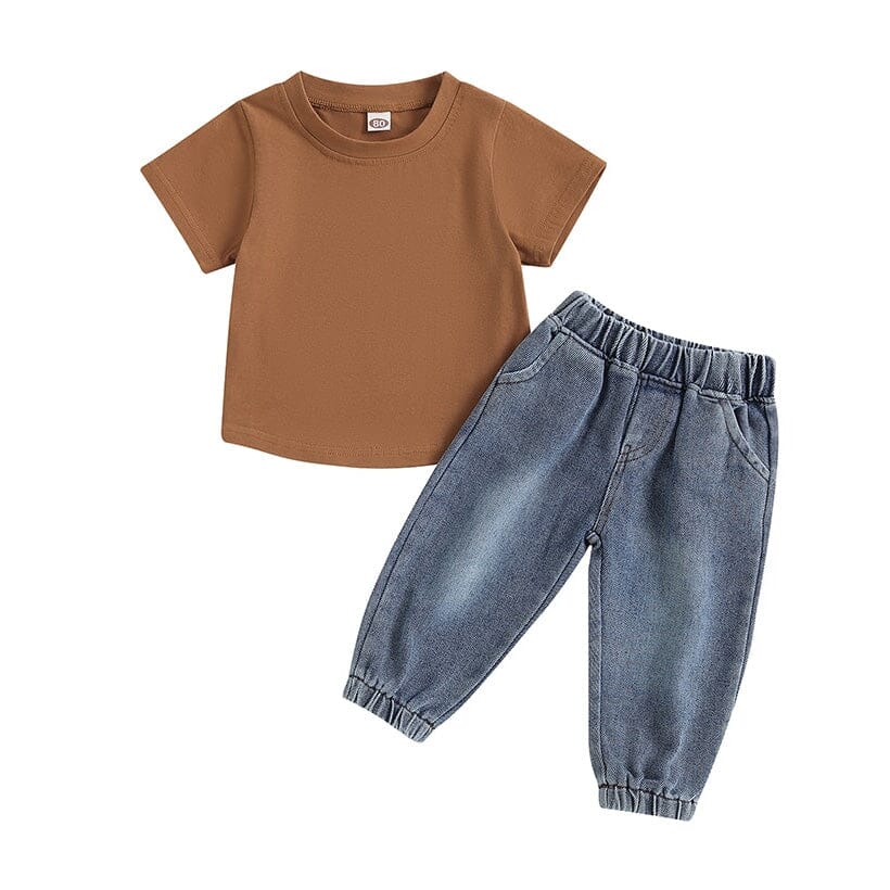 Brown Tee Jeans Toddler Set Sets The Trendy Toddlers 