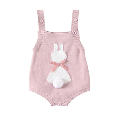 Pink Bunny Knitted Baby Romper   