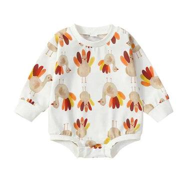 Long Sleeve Turkey Baby Bodysuit Holiday The Trendy Toddlers 