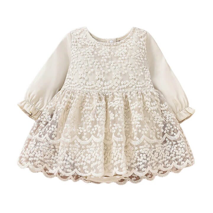 Long Sleeve Lace Baby Dress   