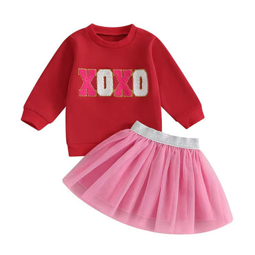 Valentine's Day Tulle Skirt Toddler Set Red 2T