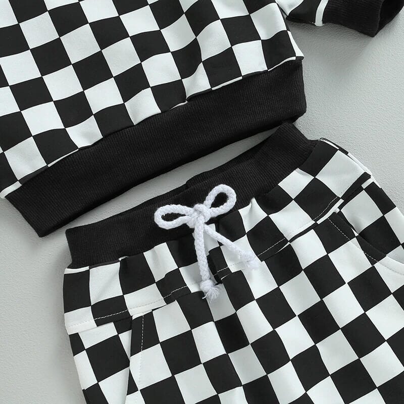 Long Sleeve Checkered Toddler Set   