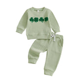 Long Sleeve Shamrock Waffle Baby Set