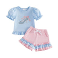 Puff Sleeve Fairytale Ruffled Toddler Set Blue 9-12 M