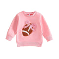 Football Bow Toddler Sweatshirt sweatshirt The Trendy Toddlers Pink 9-12 M 