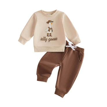 Long Sleeve Silly Goose Solid Pants Baby Set