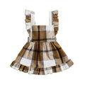 Fly Sleeve Plaid Baby Dress Brown 3-6 M