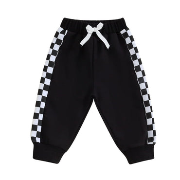 Solid Checkered Baby Pants Black 3-6 M 