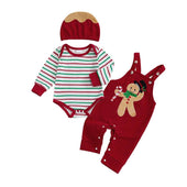 Long Sleeve Striped Christmas Baby Set Red 0-3 M