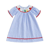 Puff Sleeve ABC Plaid Toddler Dress