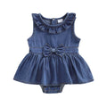 Sleeveless Ruffled Collar Denim Baby Romper