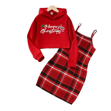 Merry Christmas Plaid Dress Toddler Set   