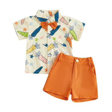 Gentleman Orange Shorts Easter Toddler Set