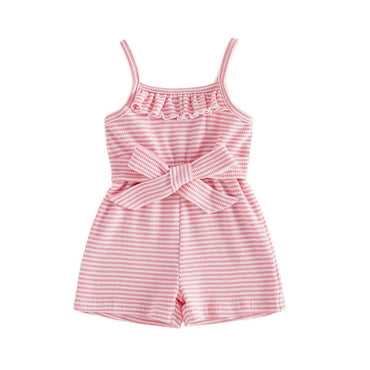 Sleeveless Striped Baby Romper Rompers The Trendy Toddlers Pink 3-6 M 